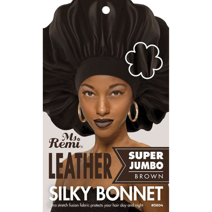 Ms. Remi Leather Silky Bonnet, X-Jumbo, Asst Color Hair Care Wraps Ms. Remi Brown  