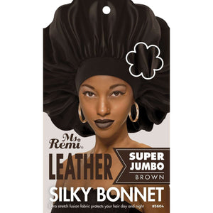 
                  
                    Load image into Gallery viewer, Ms. Remi Leather Silky Bonnet, X-Jumbo, Asst Color Hair Care Wraps Ms. Remi Brown  
                  
                