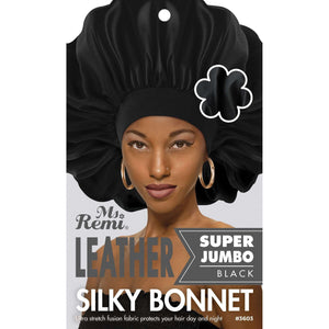 Ms. Remi Leather Silky Bonnet X-Jumbo, Black Hair Care Wraps Ms. Remi   