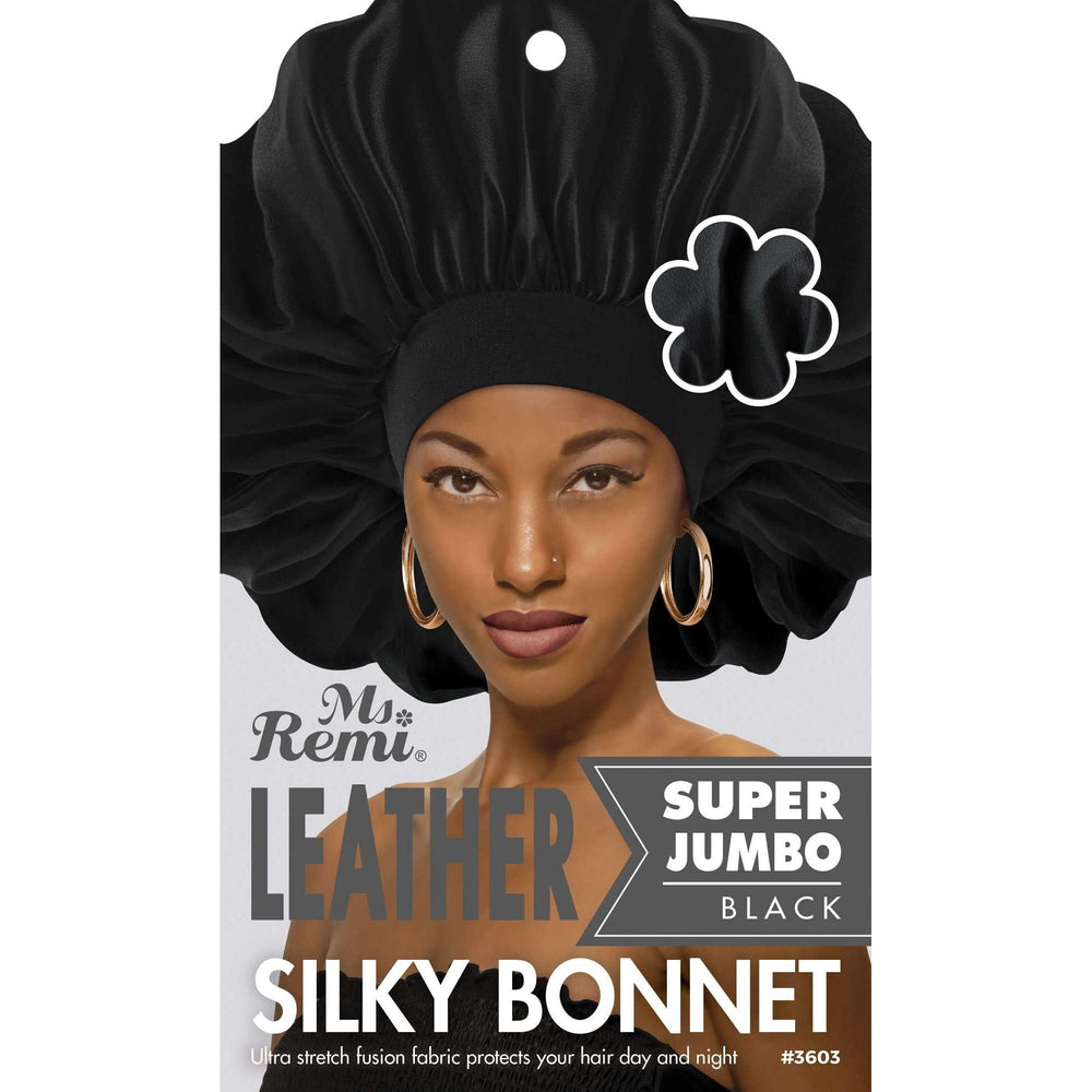 Ms. Remi Leather Silky Bonnet X-Jumbo, Black Hair Care Wraps Ms. Remi   