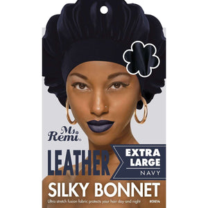
                  
                    Load image into Gallery viewer, Ms. Remi Leather Silky Bonnet XL Asst Color Hair Care Wraps Ms. Remi Navy  
                  
                