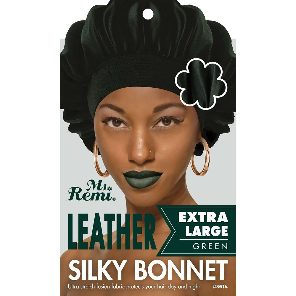 
                  
                    Load image into Gallery viewer, Ms. Remi Leather Silky Bonnet XL Asst Color Hair Care Wraps Ms. Remi Dark Green  
                  
                