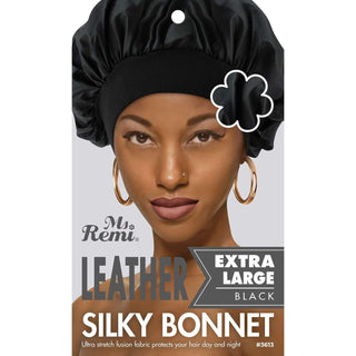 Ms. Remi Leather Silky Bonnet XL Black