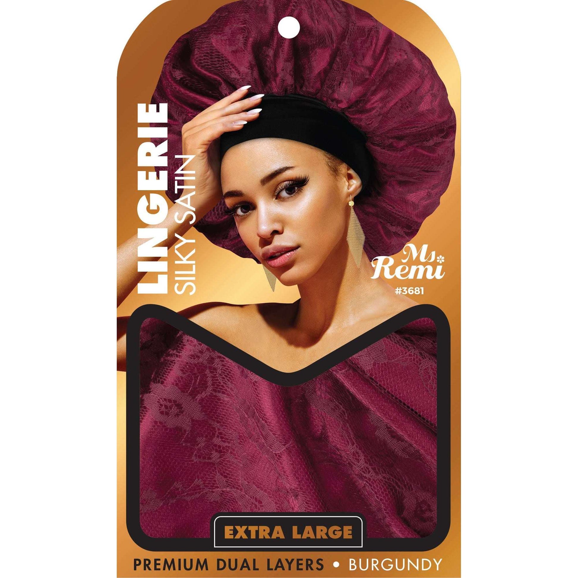 Ms. Remi Lingerie Silky Bonnet XL Assorted Color Bonnets Ms. Remi Burgundy  