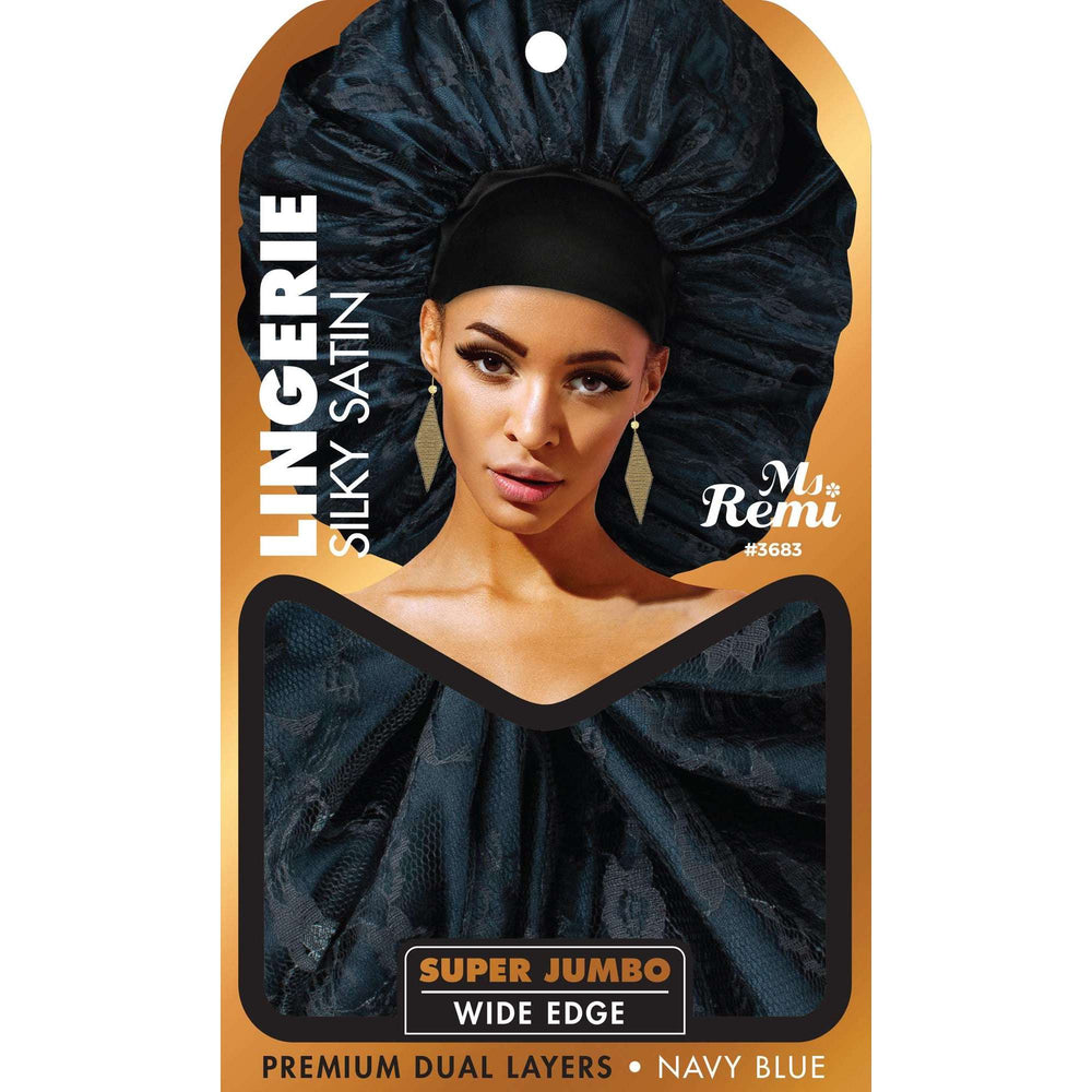 
                  
                    Load image into Gallery viewer, Ms. Remi Lingerie Wide Edge Silky Bonnet X Jumbo Assorted Color Bonnets Ms. Remi Navy  
                  
                