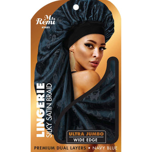 
                  
                    Load image into Gallery viewer, Ms. Remi Lingerie Wide Edge Silky Braid Bonnet Ultra Jumbo Asst Color Bonnets Ms. Remi Navy  
                  
                