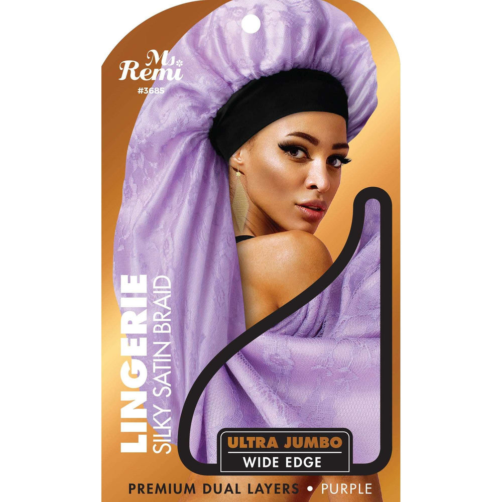 Ms. Remi Lingerie Wide Edge Silky Braid Bonnet Ultra Jumbo Asst Color Bonnets Ms. Remi Purple  