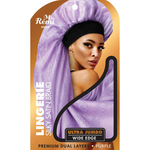 
                  
                    Load image into Gallery viewer, Ms. Remi Lingerie Wide Edge Silky Braid Bonnet Ultra Jumbo Asst Color Bonnets Ms. Remi Purple  
                  
                