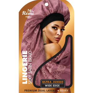 
                  
                    Load image into Gallery viewer, Ms. Remi Lingerie Wide Edge Silky Braid Bonnet Ultra Jumbo Asst Color Bonnets Ms. Remi Berry  
                  
                