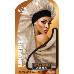
                  
                    Load image into Gallery viewer, Ms. Remi Lingerie Wide Edge Silky Braid Bonnet Ultra Jumbo Asst Color Bonnets Ms. Remi Peach  
                  
                