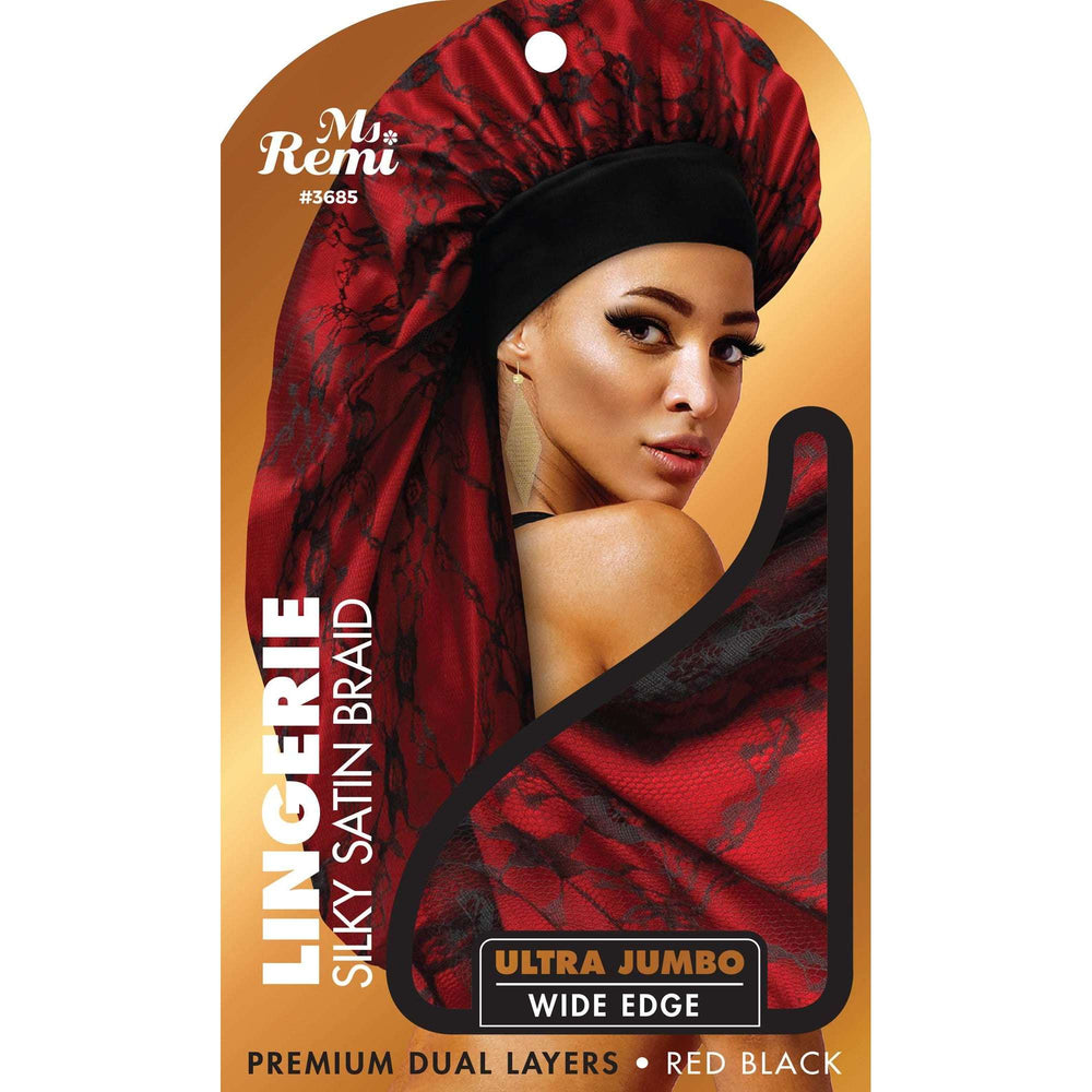 
                  
                    Load image into Gallery viewer, Ms. Remi Lingerie Wide Edge Silky Braid Bonnet Ultra Jumbo Asst Color Bonnets Ms. Remi Red Black  
                  
                