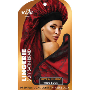 
                  
                    Load image into Gallery viewer, Ms. Remi Lingerie Wide Edge Silky Braid Bonnet Ultra Jumbo Asst Color Bonnets Ms. Remi Red Black  
                  
                