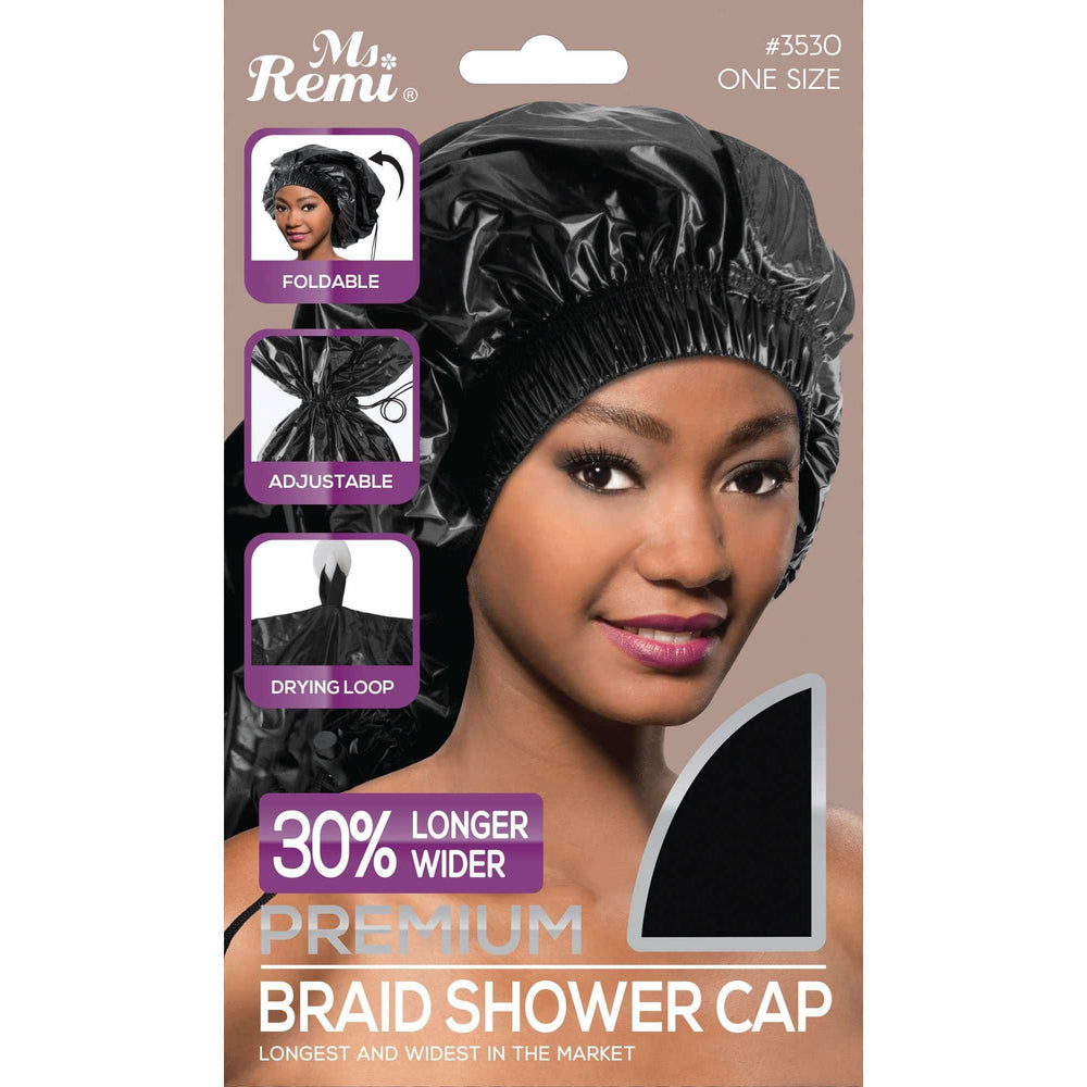 Ms. Remi Max Jumbo Braid Shower Cap Black Bonnets Ms. Remi   
