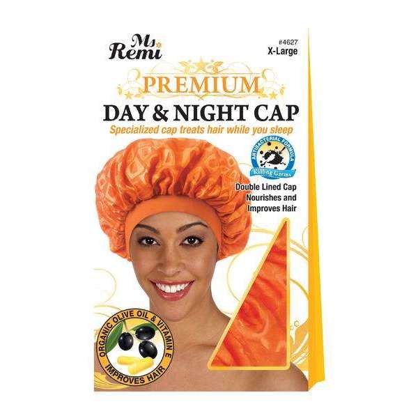 Ms. Remi Premium Day And Night Cap XL Orange Block Pattern Bonnets Ms. Remi   