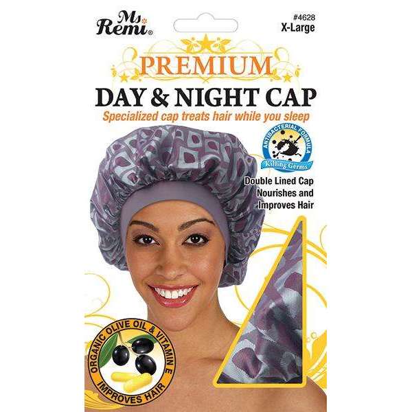 Ms. Remi Premium Day And Night Cap Xl Purple Block Pattern Bonnets Ms. Remi   
