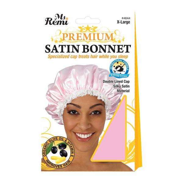Ms. Remi Premium Satin Bonnet Double Lined Xl Asst Color Bonnets Ms. Remi Pink  