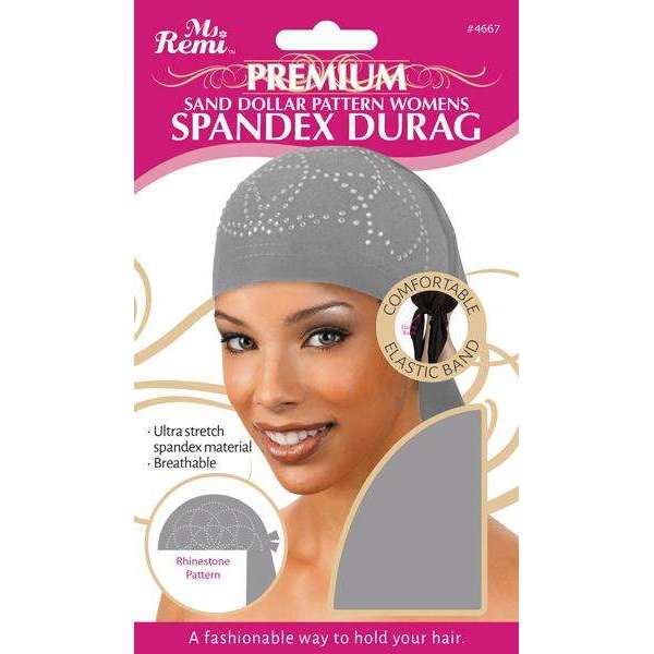 Ms. Remi Sand Dollar Pattern Rhinestone Women Spandex Durag Asst Color Scarves Ms. Remi Gray  