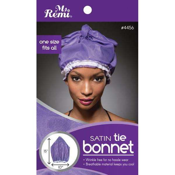 Ms. Remi Satin Tie Bonnet Asst Color Scarves Ms. Remi Purple  