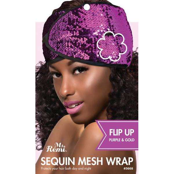 Ms. Remi Sequin Mesh Wrap, Purple & Gold Hair Care Wraps Ms. Remi   
