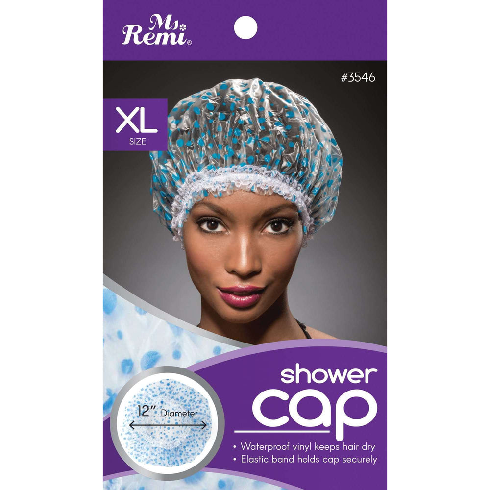 Ms. Remi Shower Cap XL Blue Dot Bonnets Ms. Remi   