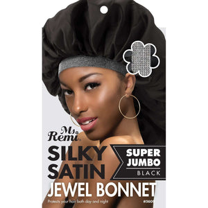 Annie International:Ms. Remi Silky Satin Jewel Bonnet X-Jumbo Black