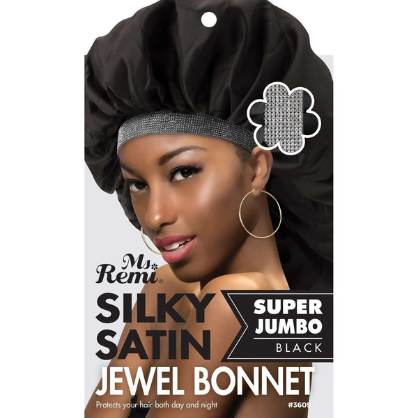 Ms. Remi Silky Satin Jewel Bonnet X-Jumbo Black