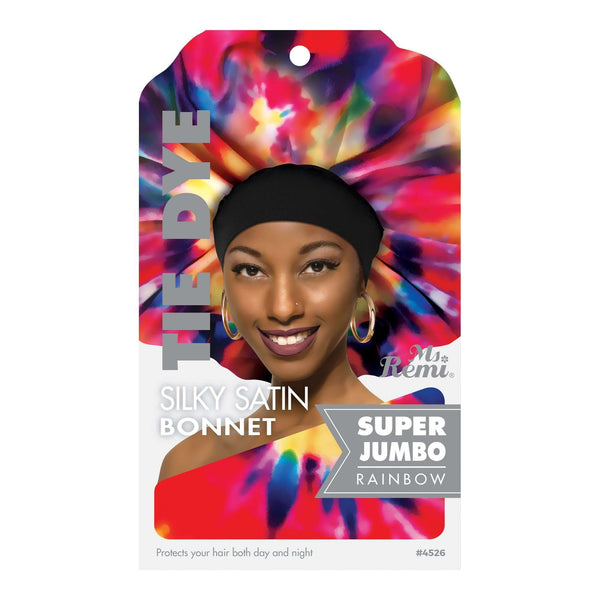 Ms. Remi Silky Satin Tie Dye Bonnet X-Jumbo Size Assorted Color Bonnets Ms. Remi Rainbow Tie Dye  
