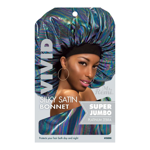 Ms. Remi Silky Satin Vivid Bonnet X-Jumbo Platinum Zebra