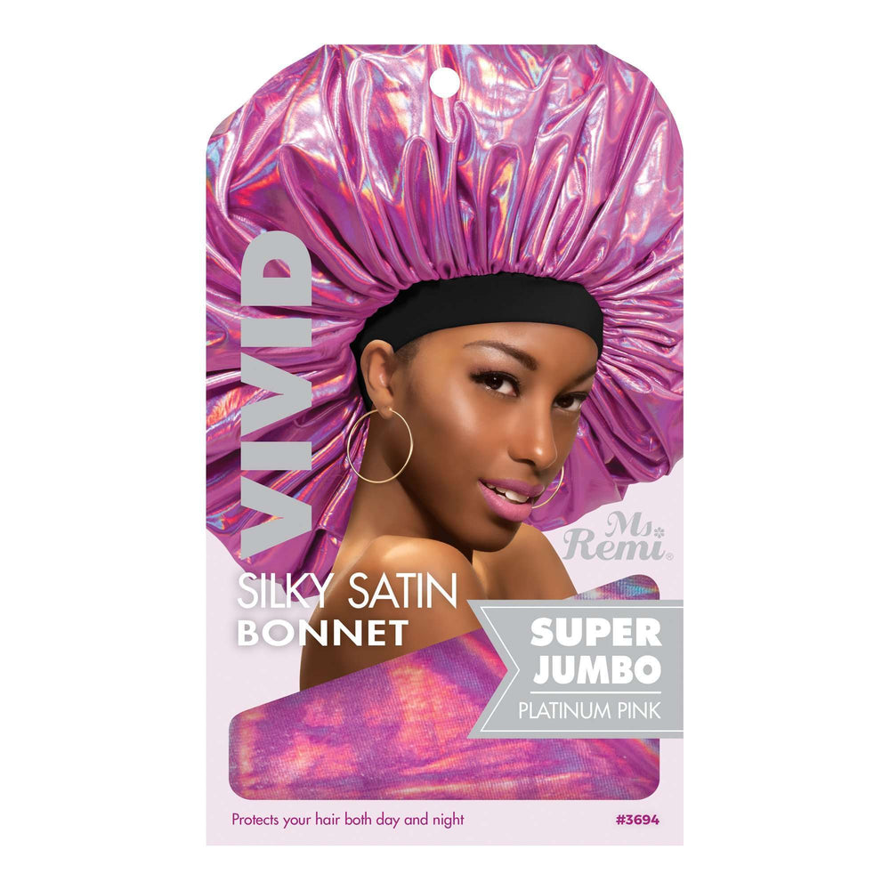 Ms. Remi Silky Satin Vivid Bonnet X-Jumbo Platinum, Assorted Bonnets Ms. Remi Pink  