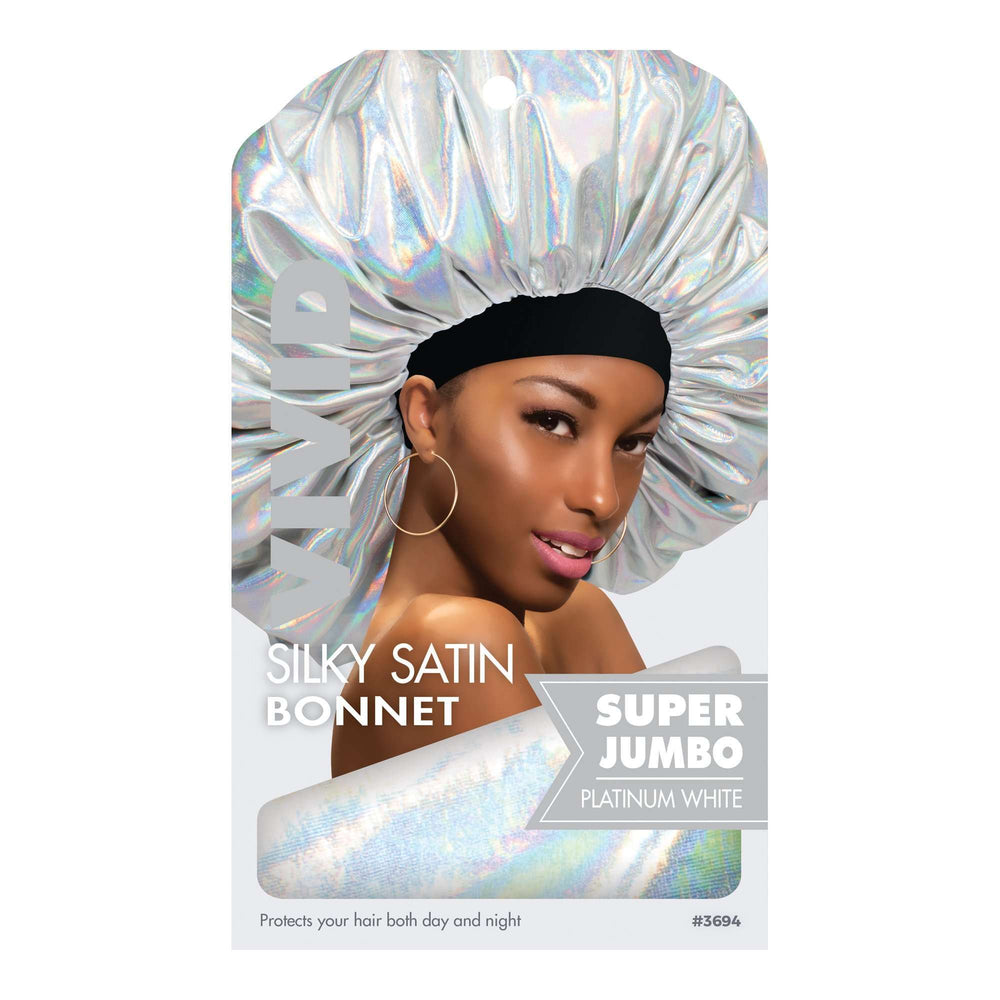 
                  
                    Load image into Gallery viewer, Ms. Remi Silky Satin Vivid Bonnet X-Jumbo Platinum, Assorted Bonnets Ms. Remi White  
                  
                