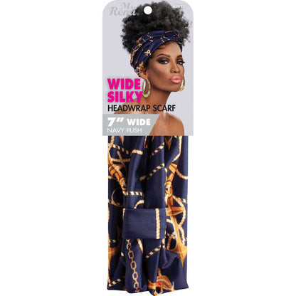 Ms. Remi Wide Silky Headwrap Scarf Assorted Scarves Ms. Remi Navy Rush  