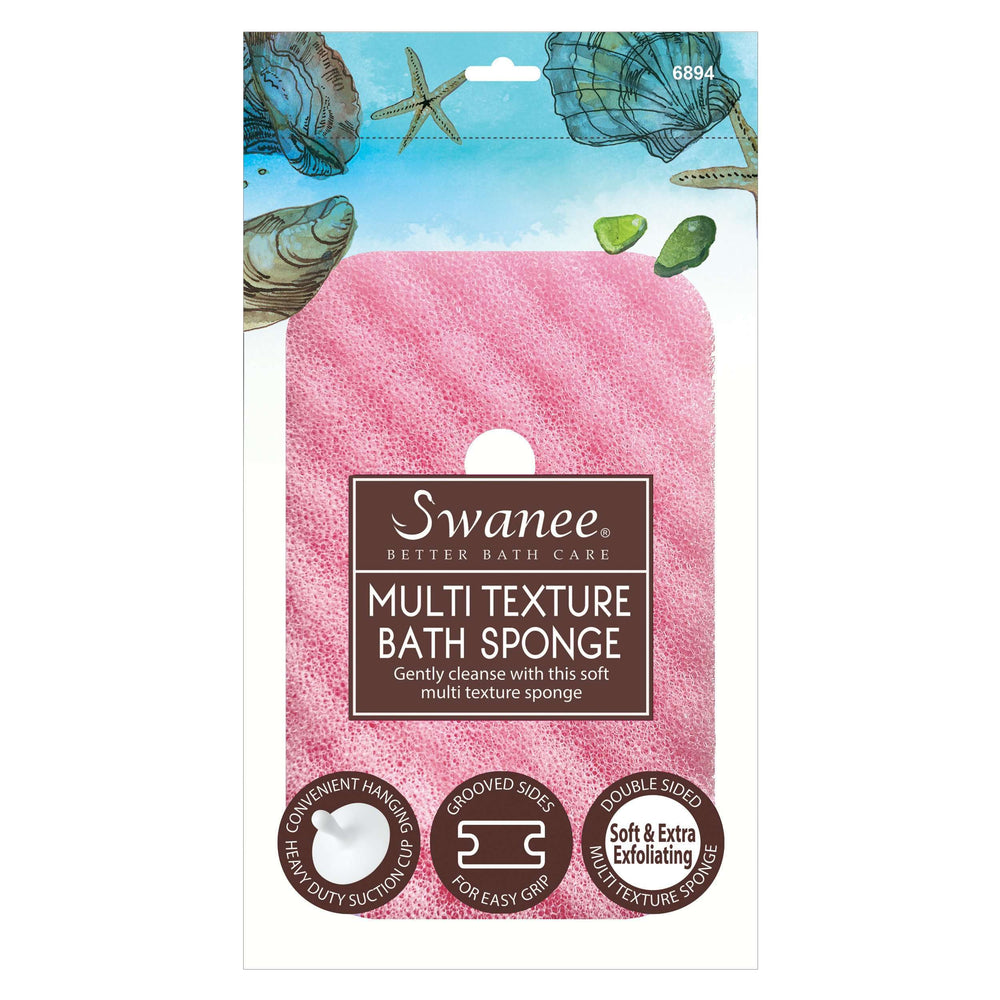 Swanee Rectangle Multi Texture Bath Sponge with Suction Cup