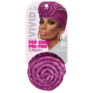 
                  
                    Load image into Gallery viewer, Ms. Remi Vivid Top Knot Pre-Tied Turban Turban Ms. Remi Platinum Pink  
                  
                