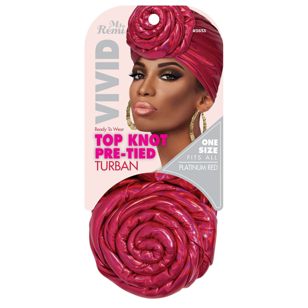 
                  
                    Load image into Gallery viewer, Ms. Remi Vivid Top Knot Pre-Tied Turban Turban Ms. Remi Red  
                  
                